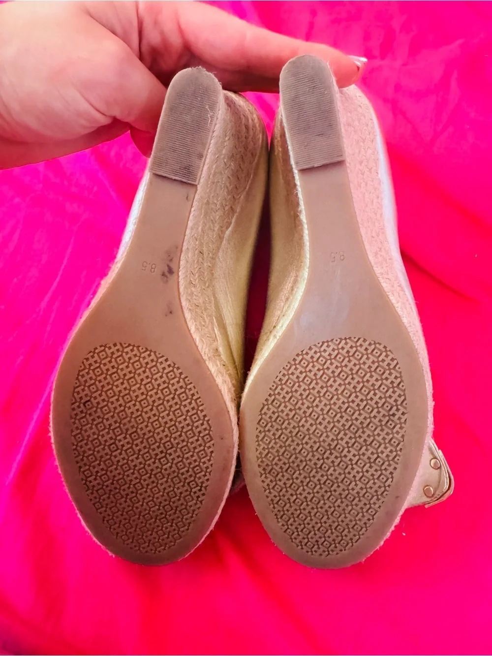 Tory Burch Metallic Gold Knot Espadrille Wedge Flats